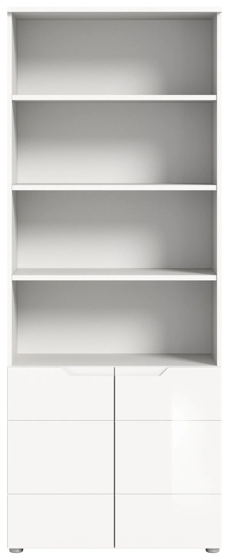 xonox.home Homeoffice Solero Büroschrank Stauraumregal Büro-Aufbewahrung Dokumentenschrank Büromöbel in Front weiß Hochglanz tiefzieh Korpus weiß, , ca.76x193x37 cm