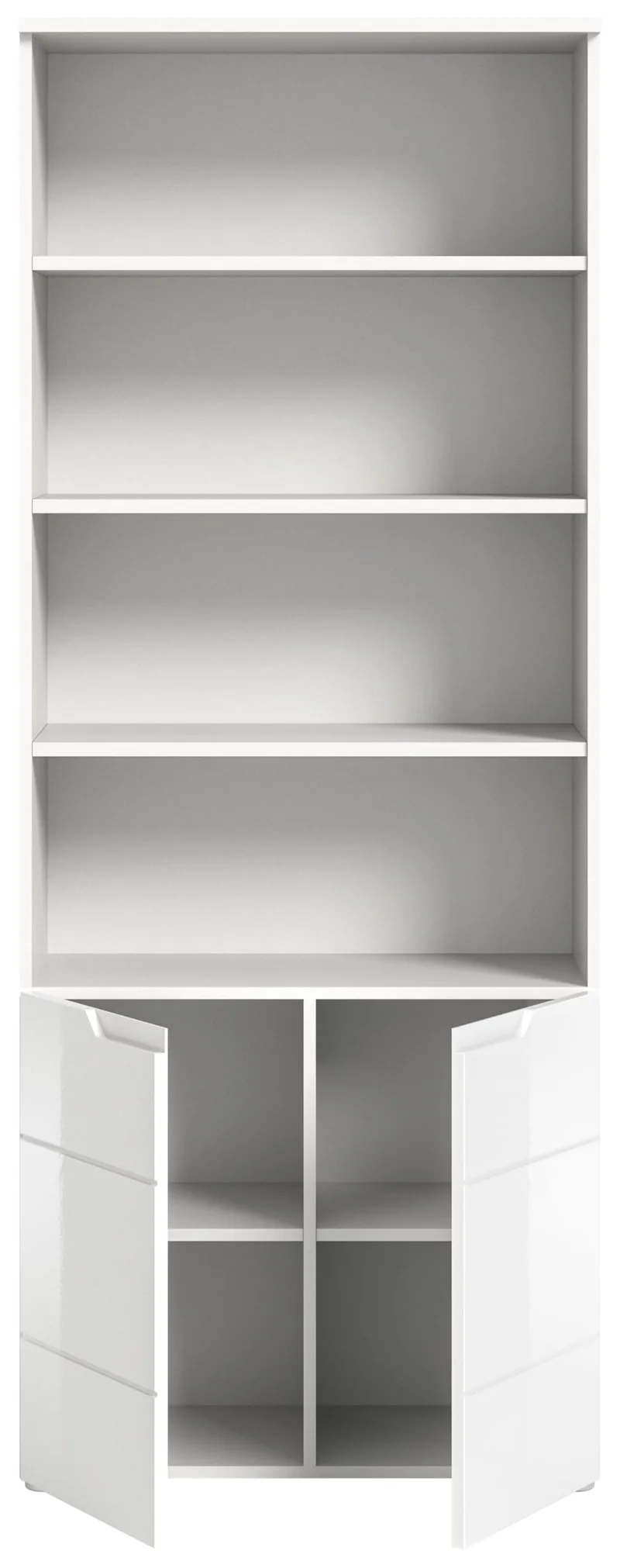 xonox.home Homeoffice Solero Büroschrank Stauraumregal Büro-Aufbewahrung Dokumentenschrank Büromöbel in Front weiß Hochglanz tiefzieh Korpus weiß, , ca.76x193x37 cm
