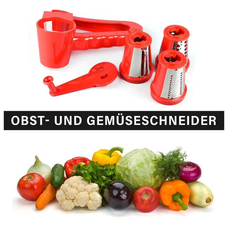 Mini Obst- & Gemüseschneider mit 3 Klingen, 18x8x12cm, Weiß