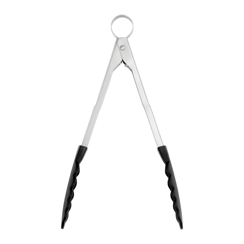 Cuisipro Küchenzange Edelstahl mit Nylon-Enden, 24 cm, Grillzange Edelstahl mit Verriegelungsmechanismus, Hitzebeständige Kochzange bis 220°C, Nudelzange mit rutschsicheren Enden