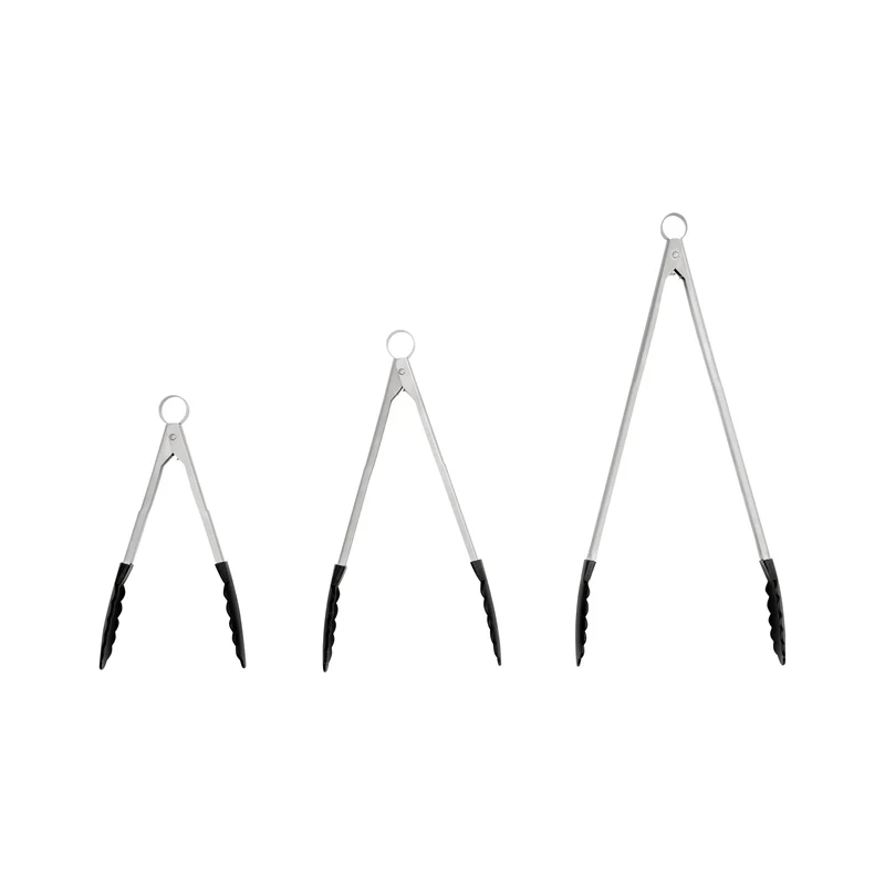 Cuisipro Küchenzange Edelstahl mit Nylon-Enden, 24 cm, Grillzange Edelstahl mit Verriegelungsmechanismus, Hitzebeständige Kochzange bis 220°C, Nudelzange mit rutschsicheren Enden