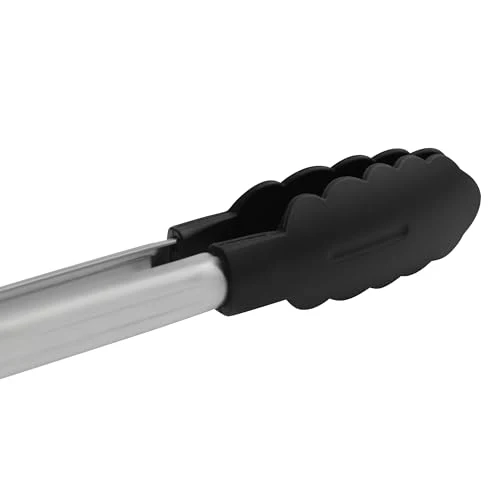 Cuisipro Küchenzange Edelstahl mit Nylon-Enden, 24 cm, Grillzange Edelstahl mit Verriegelungsmechanismus, Hitzebeständige Kochzange bis 220°C, Nudelzange mit rutschsicheren Enden