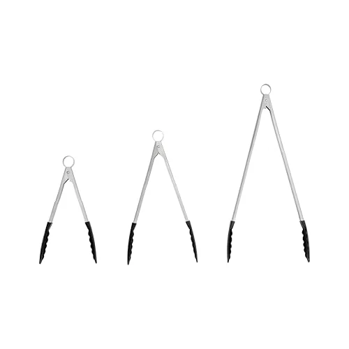Cuisipro Küchenzange Edelstahl mit Nylon-Enden, 24 cm, Grillzange Edelstahl mit Verriegelungsmechanismus, Hitzebeständige Kochzange bis 220°C, Nudelzange mit rutschsicheren Enden