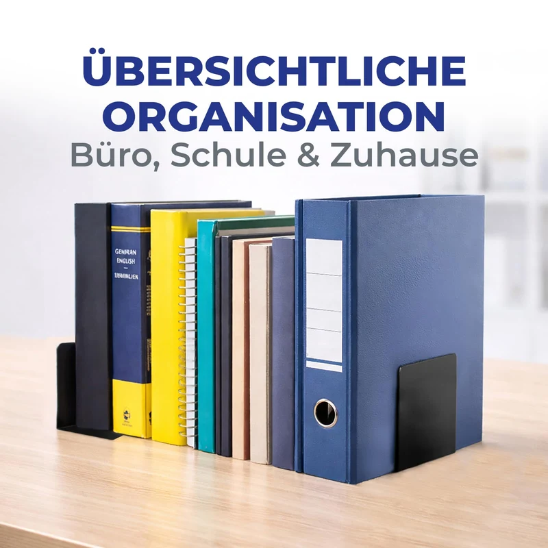 Westcott Buchstützen Schwarz (2er-Pack) | Metall 90 x 140 x 140 mm | Stabile Buchhalter für Bücher oder Ordner | Robuste Bücherständer mit 1,0 mm Materialstärke für Büro & Haushalt | E-10244 00