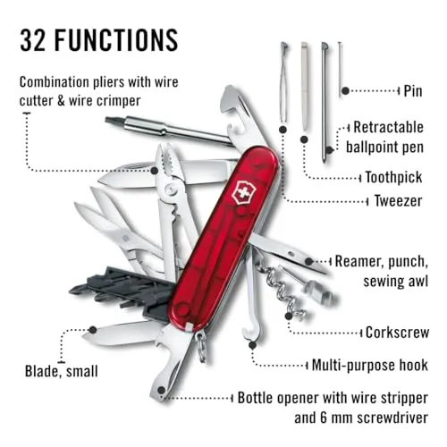 Victorinox Schweizer Taschenmesser Cyber Tool M, Swiss Army Knife, Multitool, 32 Funktionen, Klinge, Korkenzieher, Mini-Schraubendreher 1.5 mm