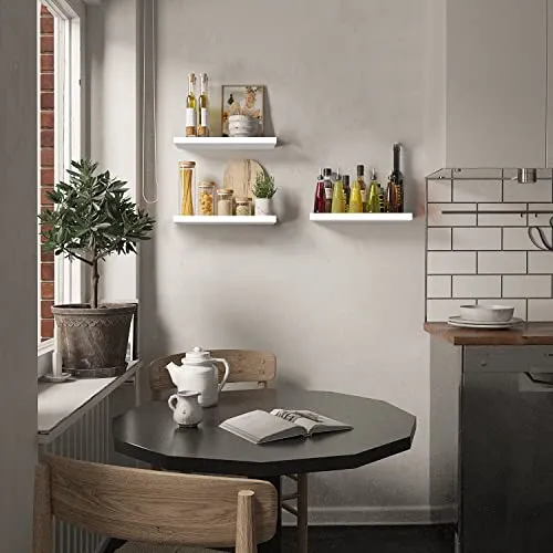 Wandregale, weiß, schwebend, 3 Stück, aus Holz, Wandhalterung, Deko-Holzregale für Wohnzimmer, Schlafzimmer, Badezimmer