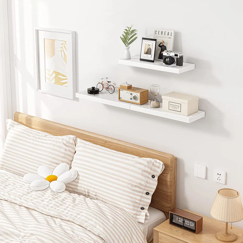 aimu Set mit 3 schwebenden Regalen, wandmontierte, schwebende Aufbewahrungsregale, weiße Wandhalterung, Regal-Sets, Holzwandregale für Dekoration und Präsentation, Wohnzimmer, Schlafzimmer und mehr.