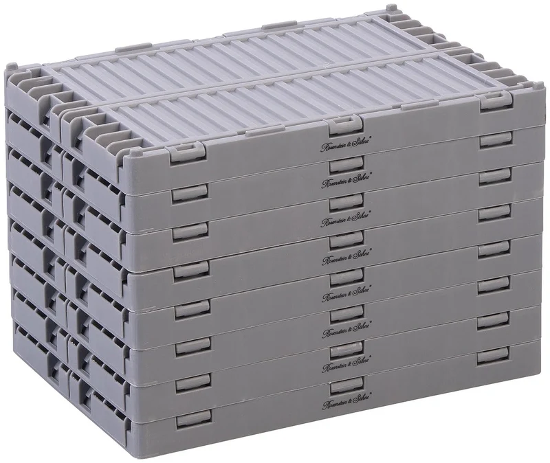 Rosenstein & Söhne Klappbox stabil: 16er-Set Kunststoff-Aufbewahrungskisten, stapelbar, 21 x 14 x 8 cm (Desktop-Aufbewahrungskorb, Einkaufsboxen)