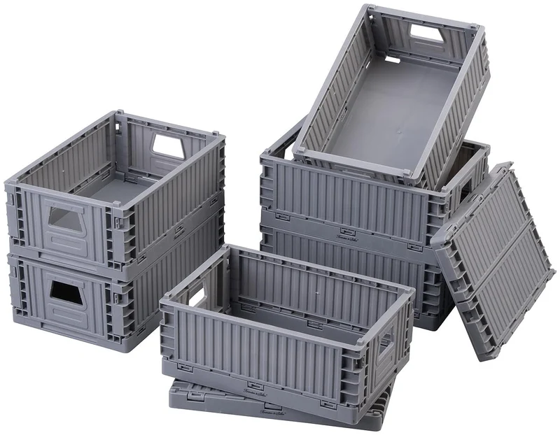 Rosenstein & Söhne Klappbox stabil: 16er-Set Kunststoff-Aufbewahrungskisten, stapelbar, 21 x 14 x 8 cm (Desktop-Aufbewahrungskorb, Einkaufsboxen)