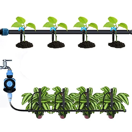Tropfer mit Verbinder für 4mm / 7mm Rohr, Tropfbewässerung Einstellbar Pflanze Garten Wasser Bewässerung, 50 Stück