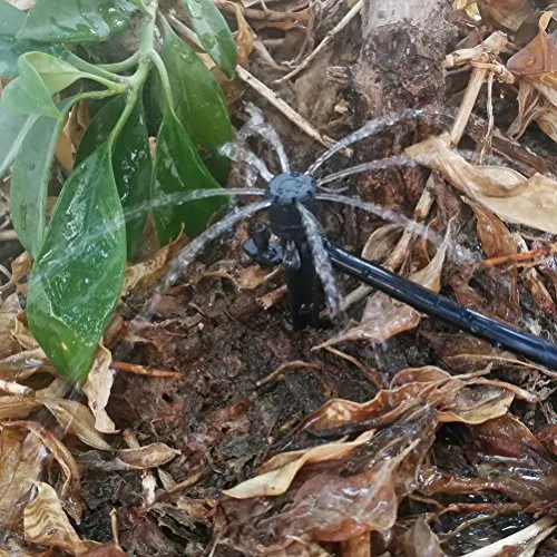Tropfer mit Verbinder für 4mm / 7mm Rohr, Tropfbewässerung Einstellbar Pflanze Garten Wasser Bewässerung, 50 Stück
