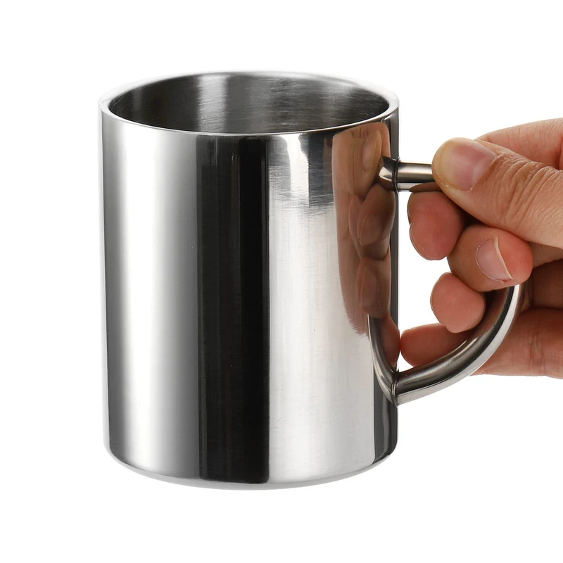 Tebery 4 Stück 300ml Edelstahl Kaffeebecher, Kaffeetasse, Doppelwandige Isolierbecher, Thermobecher Set, Silberfarben
