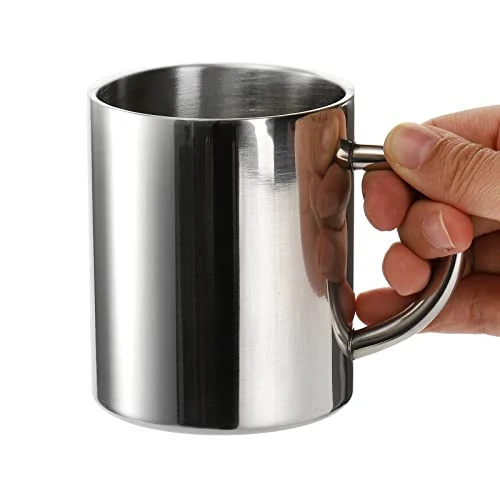 Tebery 4 Stück 300ml Edelstahl Kaffeebecher, Kaffeetasse, Doppelwandige Isolierbecher, Thermobecher Set, Silberfarben