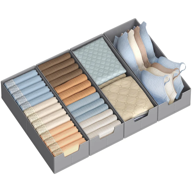 SONGMICS Schubladen-Organizer, Faltbare Aufbewahrungsboxen, 4er Set