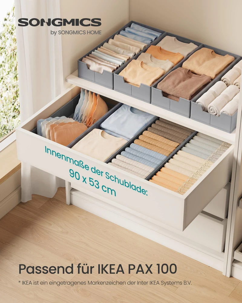 SONGMICS Schubladen-Organizer, Faltbare Aufbewahrungsboxen, 4er Set