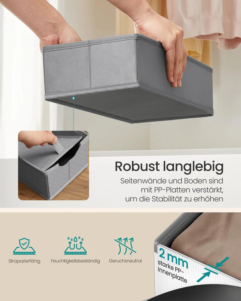 SONGMICS Schubladen-Organizer, Faltbare Aufbewahrungsboxen, 4er Set