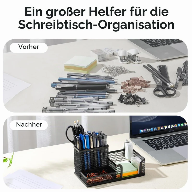 deli Schreibtisch-Organizer · 9T x 20B x 9H cm · Schwarz