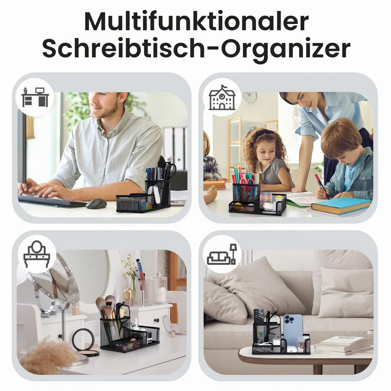 deli Schreibtisch-Organizer · 9T x 20B x 9H cm · Schwarz