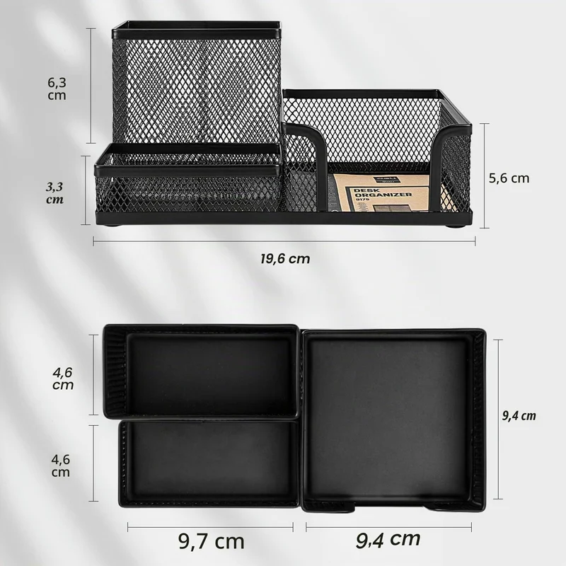 deli Schreibtisch-Organizer · 9T x 20B x 9H cm · Schwarz