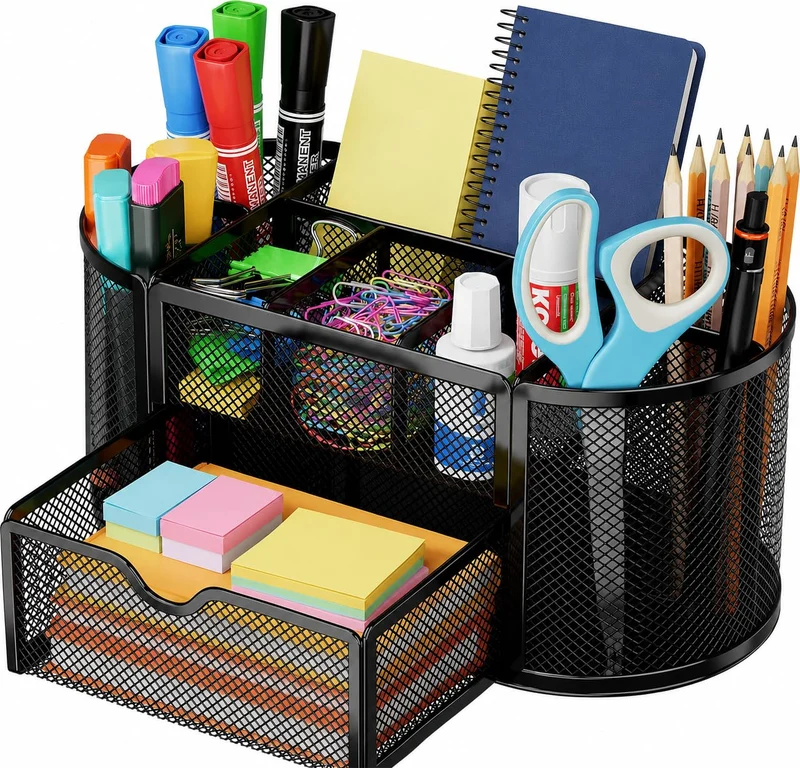 FORKLS Schreibtisch-Organizer · 10,9T x 20B x 11H cm · Schwarz