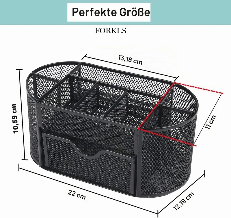 FORKLS Schreibtisch-Organizer · 10,9T x 20B x 11H cm · Schwarz