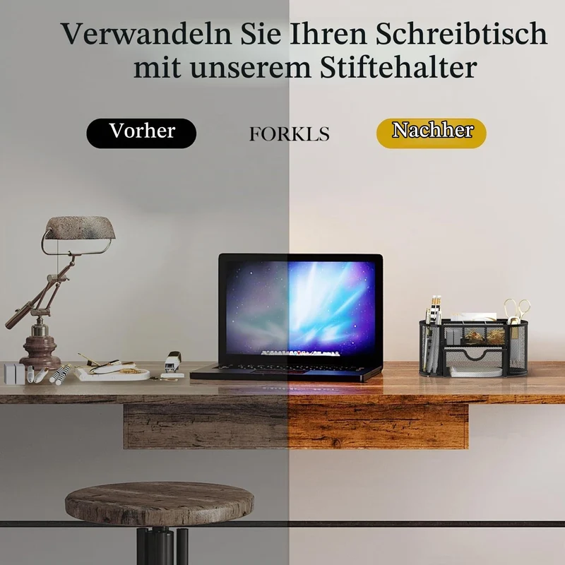 FORKLS Schreibtisch-Organizer · 10,9T x 20B x 11H cm · Schwarz