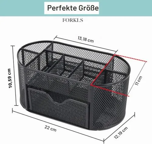 FORKLS Schreibtisch-Organizer · 10,9T x 20B x 11H cm · Schwarz