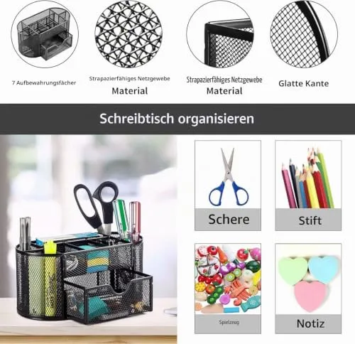 FORKLS Schreibtisch-Organizer · 10,9T x 20B x 11H cm · Schwarz