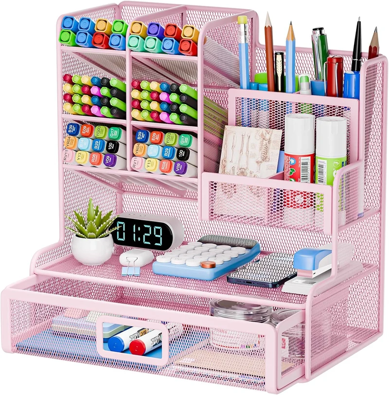 Restorgan Schreibtisch-Organizer · 25T x 12B x 23H cm · Netz Schreibtisch Organizer - Pink