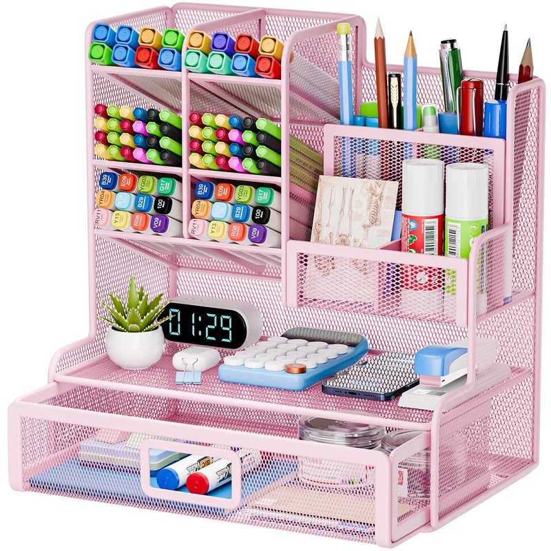 Restorgan Schreibtisch-Organizer · 25T x 12B x 23H cm · Netz Schreibtisch Organizer - Pink