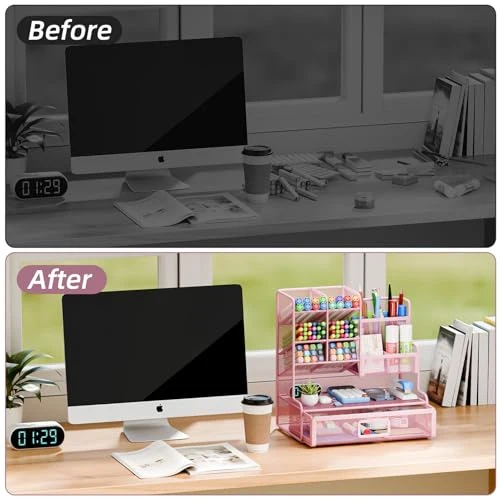 Restorgan Schreibtisch-Organizer · 25T x 12B x 23H cm · Netz Schreibtisch Organizer - Pink