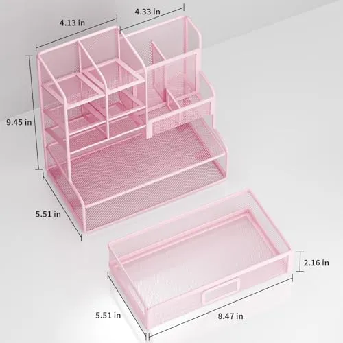Restorgan Schreibtisch-Organizer · 25T x 12B x 23H cm · Netz Schreibtisch Organizer - Pink