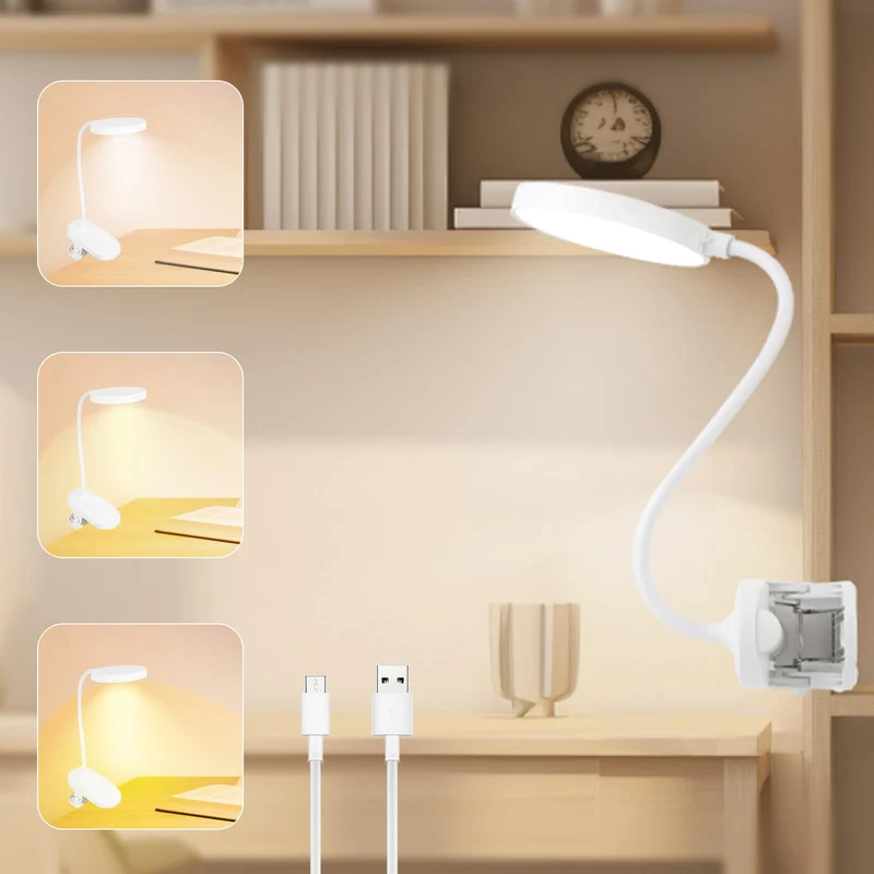 KEWUZY Leselampe Bett,20 LED Klemmlampe mit 3 Farbtemperatur Modi Stufenlose Helligkeit,360° Flexibel Leselampe Augenschutz Klemmleuchte,Nachttischlampe Kinder
