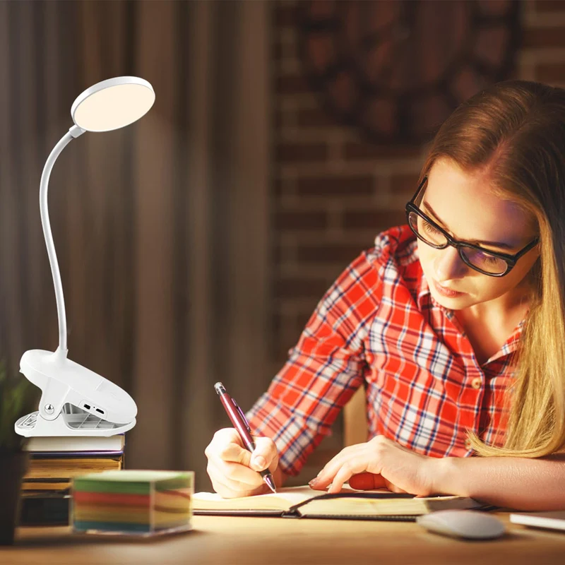 KEWUZY Leselampe Bett,20 LED Klemmlampe mit 3 Farbtemperatur Modi Stufenlose Helligkeit,360° Flexibel Leselampe Augenschutz Klemmleuchte,Nachttischlampe Kinder