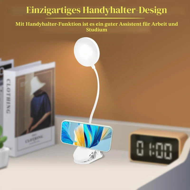 KEWUZY Leselampe Bett,20 LED Klemmlampe mit 3 Farbtemperatur Modi Stufenlose Helligkeit,360° Flexibel Leselampe Augenschutz Klemmleuchte,Nachttischlampe Kinder