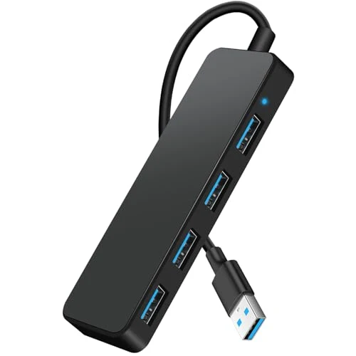 USB Hub 3.0, 4-Port USB Verteiler, Ultra Slim 5Gbps USB Mehrfachstecker, USB-Hubs Splitter für MacBook Pro/Air, iMac, Surface Pro, XPS, PC, Stick, Maus, Drucker, Tastatur, Dell, HDD und Mehr