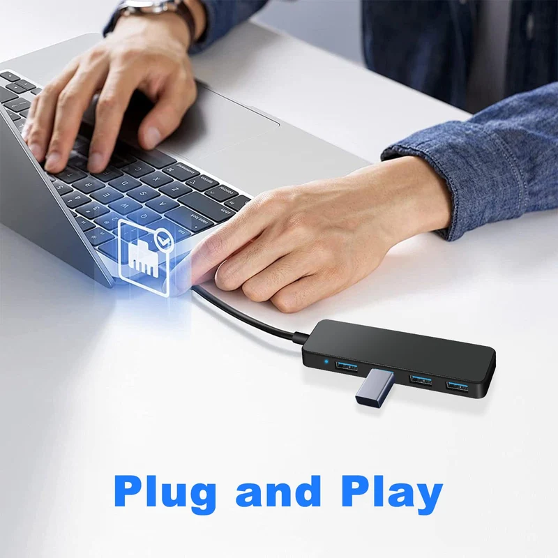 USB Hub 3.0, 4-Port USB Verteiler, Ultra Slim 5Gbps USB Mehrfachstecker, USB-Hubs Splitter für MacBook Pro/Air, iMac, Surface Pro, XPS, PC, Stick, Maus, Drucker, Tastatur, Dell, HDD und Mehr