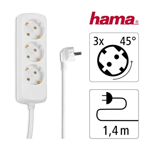 Hama Steckdosenleiste 3-Fach, ohne Schalter, 1,4m, GS-geprüft