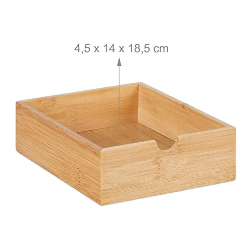 Relaxdays Schreibtisch Organizer, 4 Schubladen, für Büroutensilien, HxBxT: 14 x 33 x 21 cm, Bambus & MDF, weiß/Natur