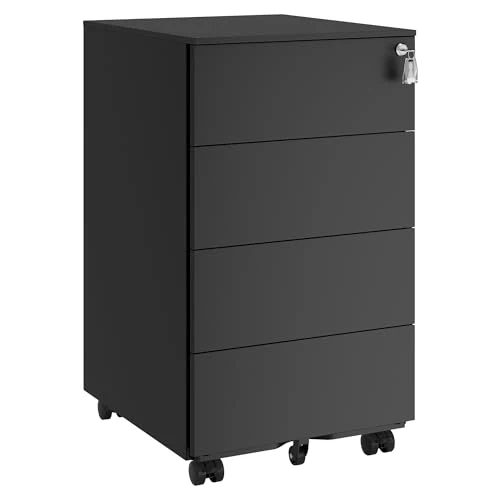 SONGMICS Rollcontainer, Metallschrank, 4 Schubladen, abschließbar