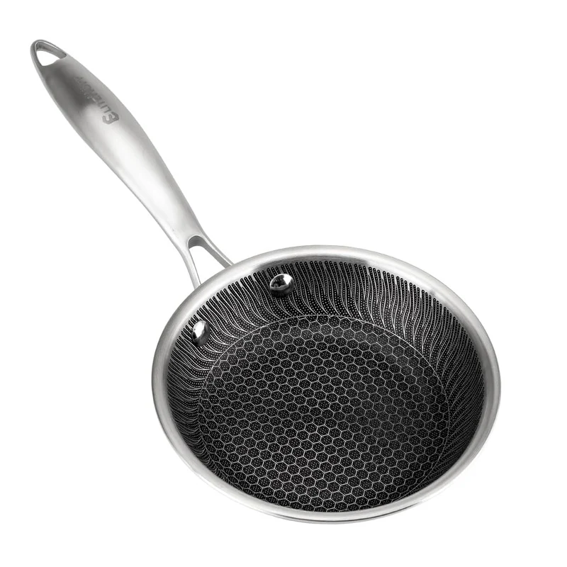 EliteHoff Premium Bratpfanne 16 cm, Antihaft Edelstahlpfanne mit Wabenstruktur, Universal-Induktionspfanne für Alle Herdarten, PFOA-frei, Ofen- & Spülmaschinenfest, Silber (E-7543)