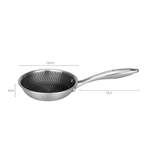 EliteHoff Premium Bratpfanne 16 cm, Antihaft Edelstahlpfanne mit Wabenstruktur, Universal-Induktionspfanne für Alle Herdarten, PFOA-frei, Ofen- & Spülmaschinenfest, Silber (E-7543)