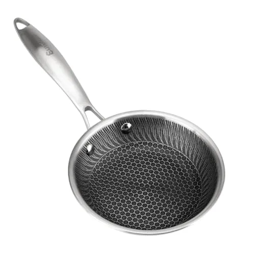 EliteHoff Premium Bratpfanne 16 cm, Antihaft Edelstahlpfanne mit Wabenstruktur, Universal-Induktionspfanne für Alle Herdarten, PFOA-frei, Ofen- & Spülmaschinenfest, Silber (E-7543)