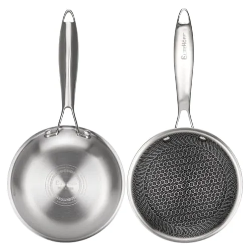 EliteHoff Premium Bratpfanne 16 cm, Antihaft Edelstahlpfanne mit Wabenstruktur, Universal-Induktionspfanne für Alle Herdarten, PFOA-frei, Ofen- & Spülmaschinenfest, Silber (E-7543)