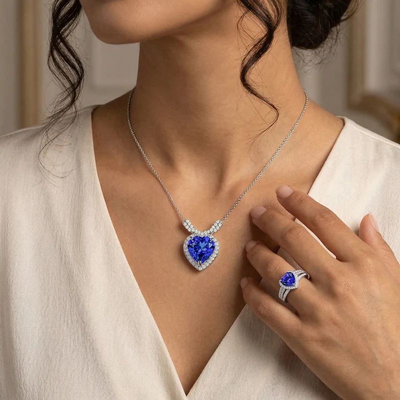 Premium-Duo: RHAPSODY AAAA Tansanit und VS Diamant Schmuckset