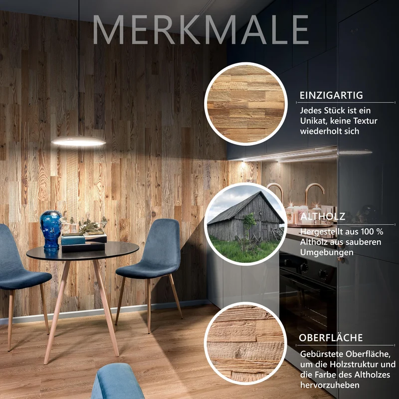Altholz 3D Wandpaneele, Wandverkleidung Amber