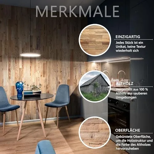 Altholz 3D Wandpaneele, Wandverkleidung Amber