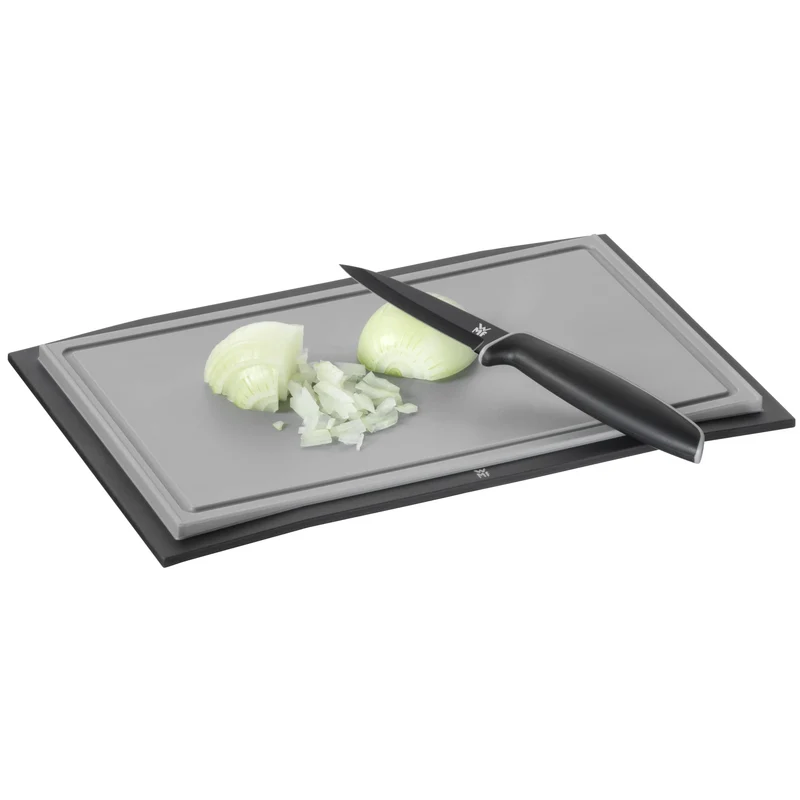 WMF Touch Schneidebrett Kunsstoff 32 x 20 cm, Tranchierbrett mit Saftrille, Küchenbrett klingenschonend, schwarz