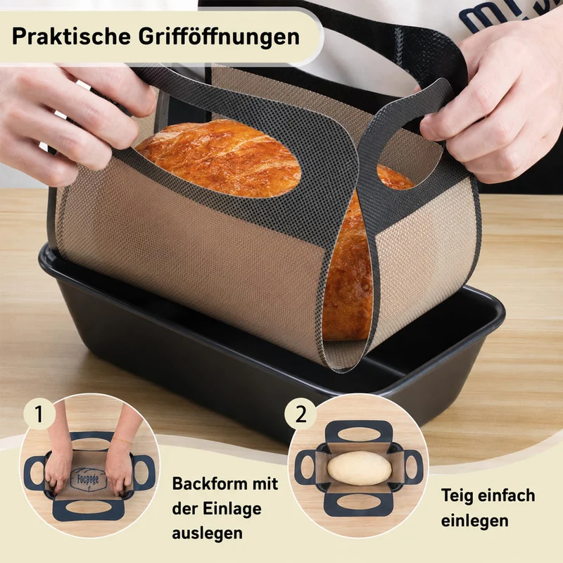 Kastenform für Brot, 2er Set, 25 x 15 x 6 cm, Karbonstahl, 2 Backmatten