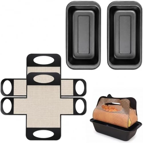 Kastenform für Brot, 2er Set, 25 x 15 x 6 cm, Karbonstahl, 2 Backmatten